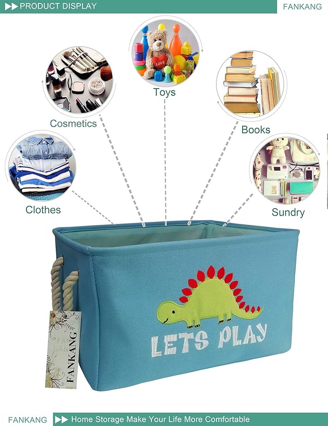 FANKANG Rectangular Laundry Basket Nursery Storage Fabric Storage Bin Storage Hamper,Gift Baskets (Single Dinosaur)-Ruum Studio Home