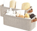 StorageWorks Narrow Storage Bins, Small Basket for Closet and Shelves, Fabric Organizer with Handles, Toilet Paper Storage, Brown and Beige, 2-Pack-Ruum Studio Home