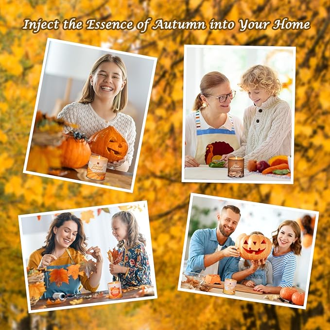 Autumn Wreath Fall Candles for Home Scented Natural Soy Wax Non Toxic Birthday Candles Scented Candle 40 Hours Bruning 9oz Aromatherapy Candle Gifts for Women Halloween Birthday Thanksgiving-Ruum Studio Home