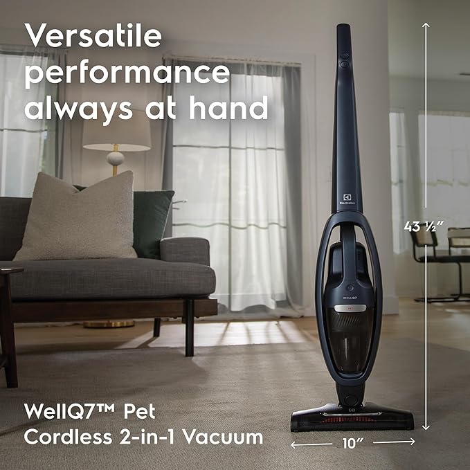 Electrolux WellQ7 Pet Cordless 2-in-1 Vacuum Cleaner with Motorized PetPro+ Nozzle for Easy Pet Hair Removal, 50-Minute Run Time, 2 Power Modes, Indigo Blue-Ruum Studio Home