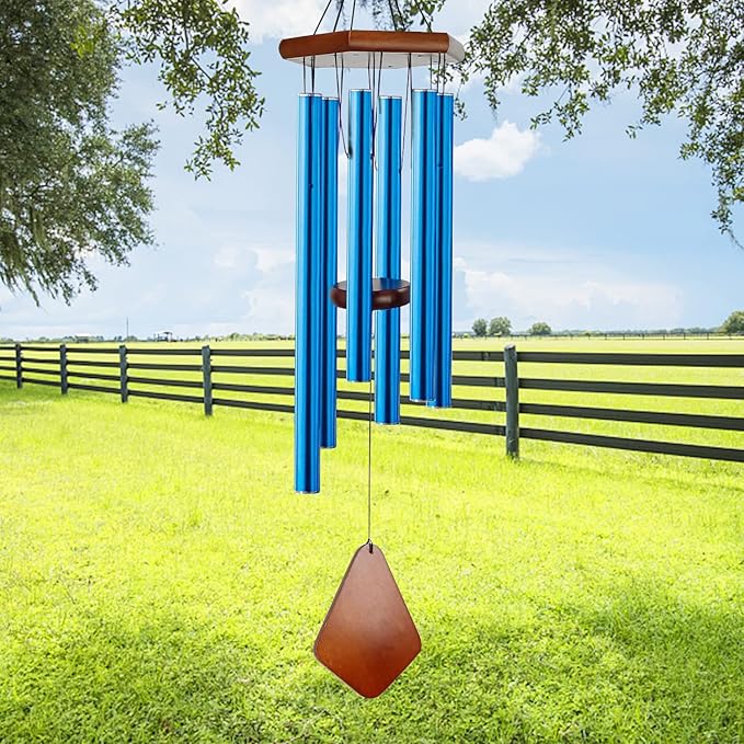 Wind Chimes for Outside, Windchime Outdoor with 6 Tuned Tubes, Elegant Chime for Garden Patio Decoration, Blue-Ruum Studio Home