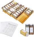 Spice Drawer Organizer with 24 Spice Jars and 216 Labels,Non-slip Rubber, Bamboo 4 Tier Spice Racks Tray Seasoning Containers for Kitchen Drawers,Cabinets,Countertops,13" Wide * 15.8" Deep-Ruum Studio Home