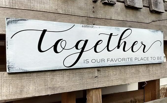 Farmhouse Bedroom Wall Art, Together is Our Favorite Place to Be,Rustic Wood Wall Hanging Quotes Master Bedroom Signs Family Plaque Home Decor for Wedding Decorations (Together) 6x18 Inch-Ruum Studio Home