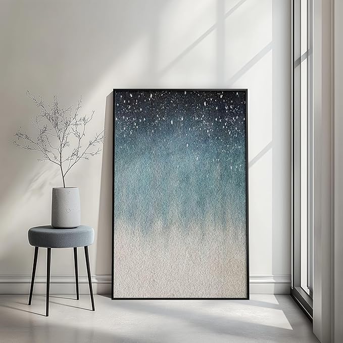 VAN GOGH ART Framed Blue Abstract Starry Night Art Print, 24x36 Inch, Modern Wall Art for Living Room, Bedroom, Office-Ruum Studio Home
