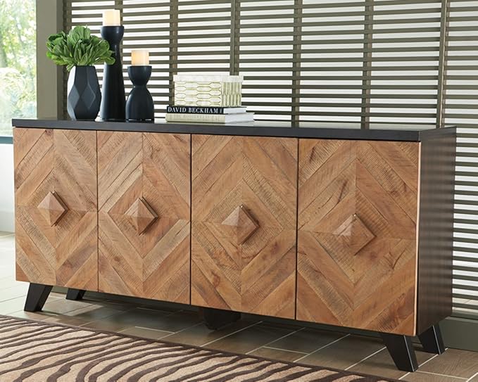Signature Design by Ashley Robin Ridge Modern Wood Accent Cabinet or TV Stand, Brown & Black-Ruum Studio Home