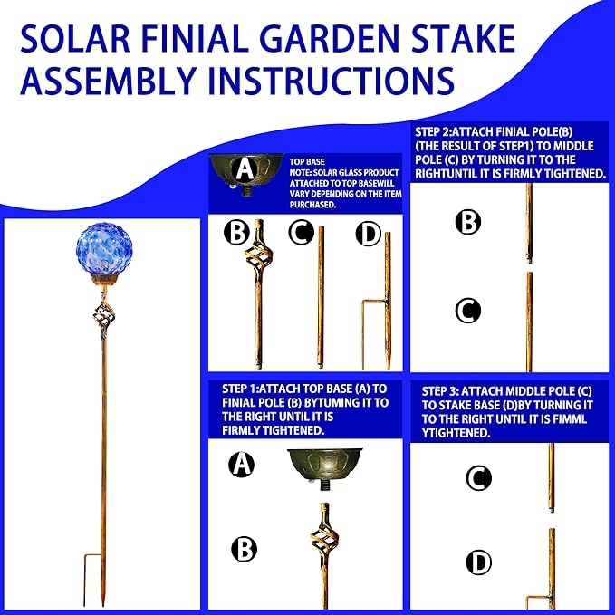 Garden Solar Lights, Decorative LED Honeycomb Glass Ball Garden Stake, Glass and Metal Outdoor Decoration, 4 x 31 Inch (Dark Blue)-Ruum Studio Home