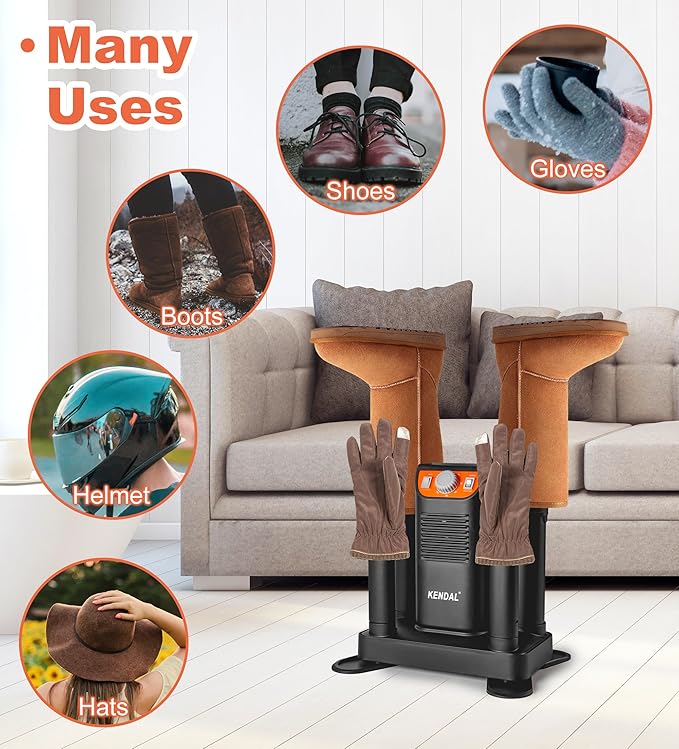 Boot Dryer for Work Boots, Shoe Dryer and Ozone Deodorizer, Portable Ski Boot Dryer with Adjustable Tubes & Timer, Ultra Silent, Quick Drying for Ski Boots, Sneakers, Gloves, Hats, Helmets-Ruum Studio Home