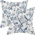 CXMEIFLY Spring Floral Pillow Covers 18 x 18 Inch Set of 2 for Navy Blue Chinoiserie Flowers Bird Decor Throw Pillows Vintage Plant Outdoor Decorative Cushion Cases for Couch Bed Decorations-Ruum Studio Home