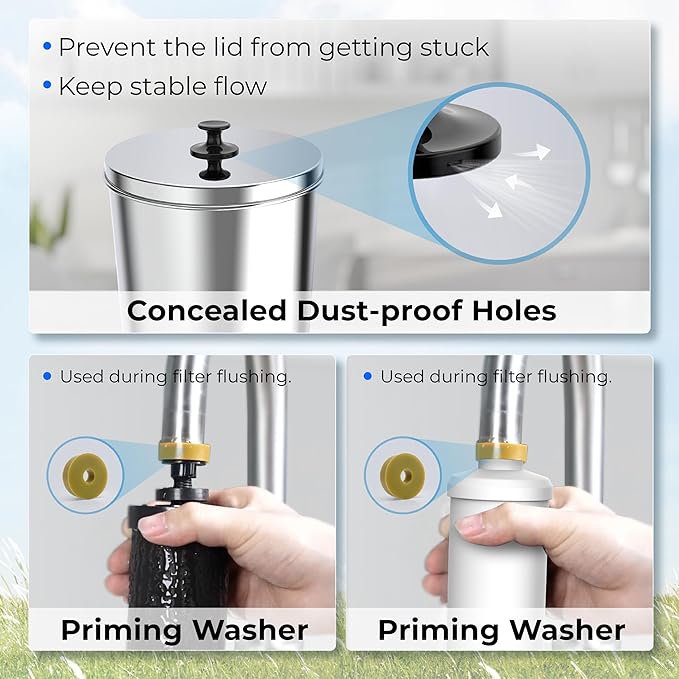 Waterdrop Gravity-fed Water Filter System, NSF/ANSI 42&372 Standard, Reduces Fluoride and up to 99% of Chlorine, with 4 Filters and Metal Spigot, King Tank Series, WD-TK-A-FS, 2.25G-Ruum Studio Home