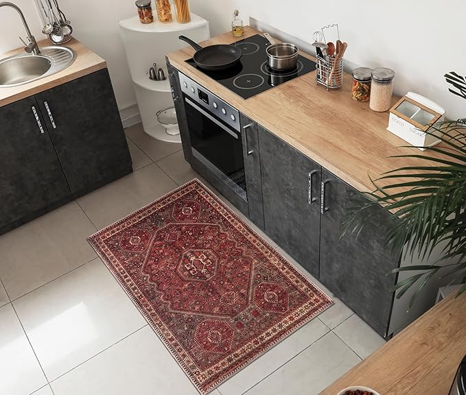 Keen Home Design 2x3 Rug - Machine Washable Entry Rug with Non-Slip Backing, Ideal for Enteryway, Kitchen, Bathroom, Laundry Room - Vintage, Easy Clean, Durable, Low Pile Rug - (2' x 3')-Ruum Studio Home