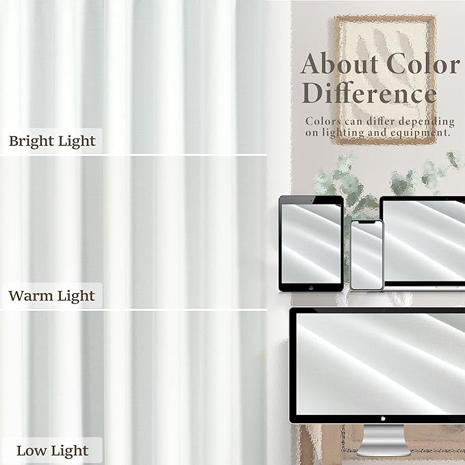 White Complete Blackout 90 Inch Curtains Boho Rustic Closet Kids Curtains 2 Panel Set Linen Cotton Large Window Energy Saving Weather Thermal Curtain Farmhouse Kitchen Boho Drapes 90 Long Floor Length-Ruum Studio Home