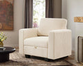 38.5 Oversized Accent Chair with Storage Ivory Corduroy, Single Modern Accent Sofa Chair with Arms for Apartment Living Room (21" Deep Seat)-Ruum Studio Home