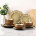 GBHOME Ceramic Dinnerware Sets,12 pcs Embossed Elegant Stoneware Plates and Bowls Sets, Housewarming Wedding Gift | Dishwasher & Microwave Safe | Dishes Set Service for 4-Ruum Studio Home