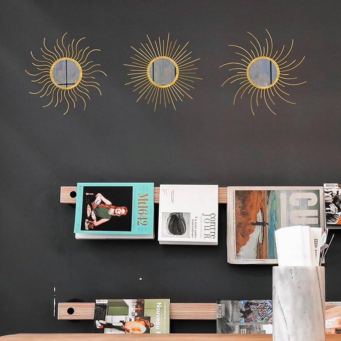 Mirror Decor Sunburst Mirrors Metal Sun Mirror Wall Decor Wall Mirror Home Decorative Wall Art for Living Room Bedroom Entryway-Ruum Studio Home