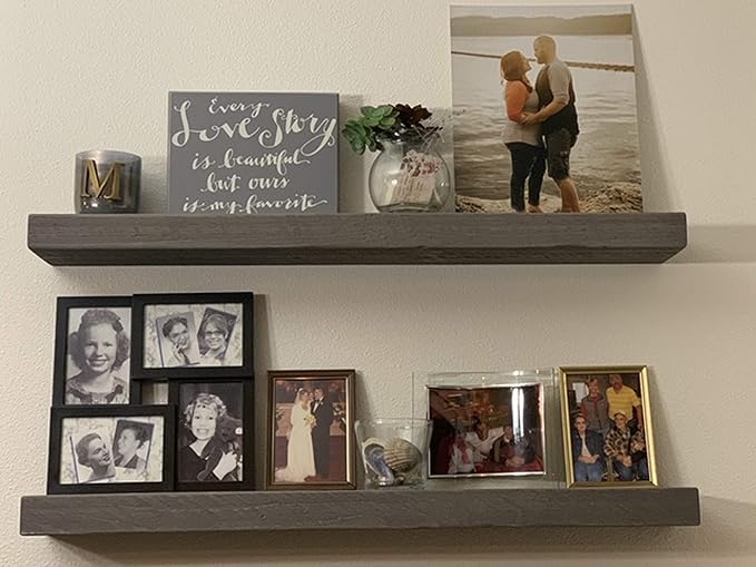 joelsantiques - 30 Inch Wooden Floating Shelves for Wall - 30x6x2 in - Made of Natural Wood - Long Heavy Duty Rustic Wall Shelves for Bedroom - Perfect for Living Room, Kitchen - Gray, Grey-Ruum Studio Home
