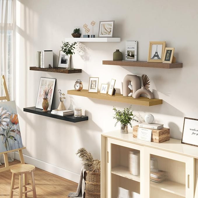 Dreamland 55 Inches Floating Shelves for Wall, 9.3" Deep Long Floating Shelves Set of 1, Large Display & Storage Shelf, Wall Shelf for Bathroom Bedroom Living Room Kitchen Office, Oak-Ruum Studio Home