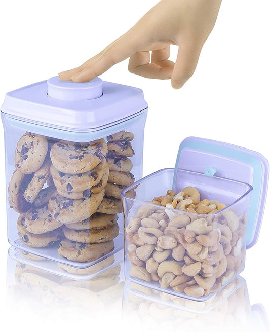 BopTop (2pc Set) Airtight Food Storage Container – Mechanical Silicone Seal Canister - BPA-Free Stackable - 1.5Qt/.5Qt-Ruum Studio Home