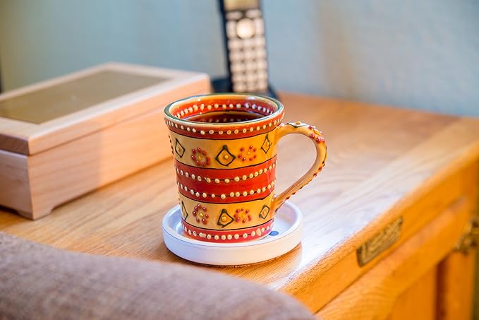 Encantada Handmade Hand-Painted Authentic Mexican Pottery Mugs (1-Pack, Mas Red)-Ruum Studio Home