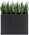 LEWIS&WAYNE Tall Planters for Outdoor Plants Handmade Wicker Large Rectangular Block Planter Box with Removable Liners Modern Planter for Indoor Outdoor Patio Deck - Black-Ruum Studio Home