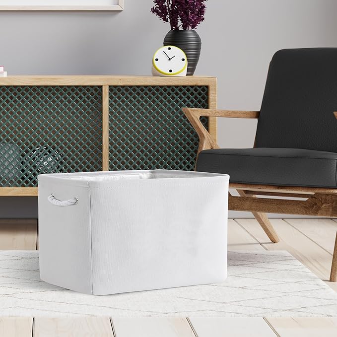 TheWarmHome Organization and Storage Basket for Shelves - Extra Jumbo 3 Pack 20.5x15.8x13.8 inch Cube Storage Bins for Toy Closet Box Home Organizer Gift (White)-Ruum Studio Home