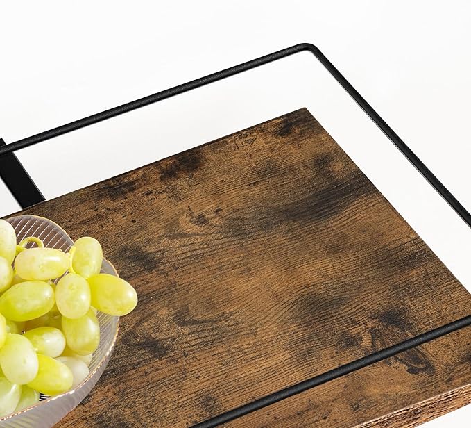 Bar Cart, 3-Tier Bar Cart for The Home, Home Bar Serving Cart with Glass Holders, Beverage Cart for Kitchen, Dining, Party Room, Rustic Brown and Black BC03BR-Ruum Studio Home