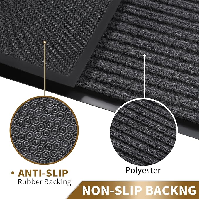 Yimobra Front Door Mat Outdoor Indoor Entrance, 100% Waterproof All-Season All Weather Doormat, Welcome Matt Outside Entry, Non Slip, Low Profile, Heavy Duty Patio Porch Floor Mats,47 x 32,Grey-Ruum Studio Home