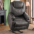 SALOHZA Power Lift Recliner Chair for Elderly with Massage and Heat for Living Room, Electric Recliner Chair for Adults with USB/Type C Port/Cup Holders, PU Faux Leather, Grey-Ruum Studio Home