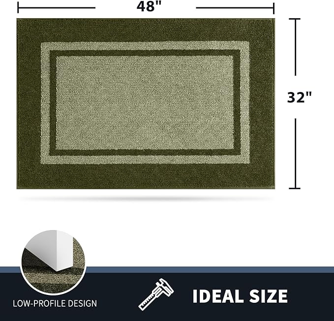 PURRUGS Dirt Trapping Door Mat 32" x 48", Non-Slip/Skid Machine Washable Entryway Rug, Shoes Scraper, Area Rug, Super Absorbent Welcome Mat for Muddy Wet Shoes and Paws, Budding Green & Sage Green-Ruum Studio Home