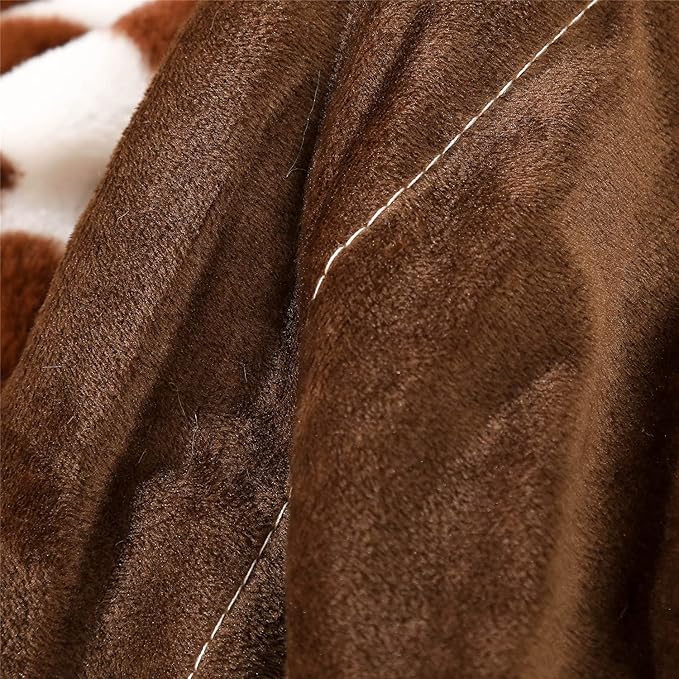 RYNGHIPY Cow Print Blanket for Sofa Couch Double Sided Flannel Animal Design Brown Throw Blanket (Brown, 51''x63'')-Ruum Studio Home