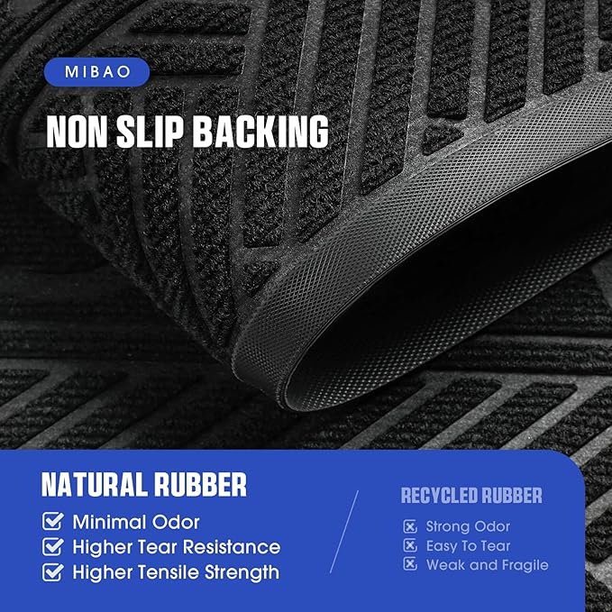 Mibao Front Door Mat Outside Entrance, Durable Outdoor Indoor Mat, Low Profile Heavy Duty Doormat, Non-Slip, Traps Dirt and Moisture, Easy Clean Patio Porch Entryway Mat, 32" x 47", Black-Ruum Studio Home