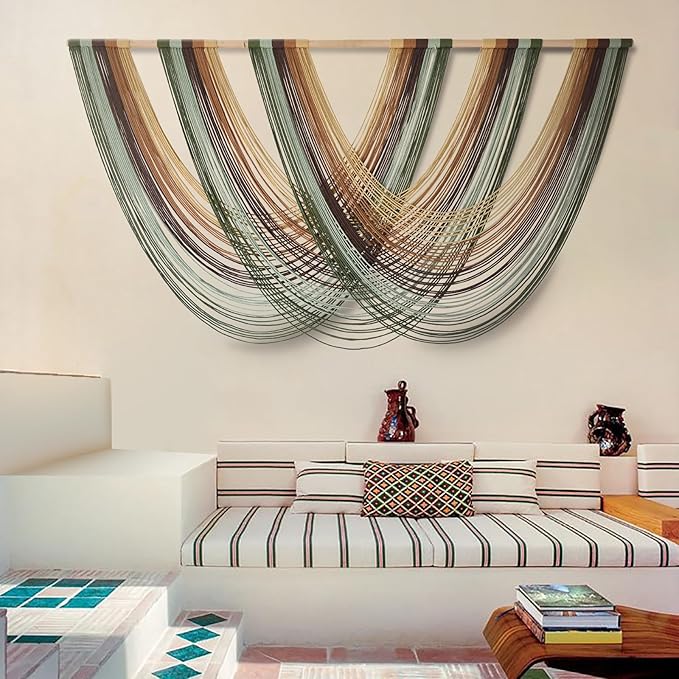 Flber Macrame Wall Hanging Boho Wall Decor Yarn Wall Art Tapestry Bedroom Living Room Nursery Apartment Home Decor 57" W x 31" L-Ruum Studio Home