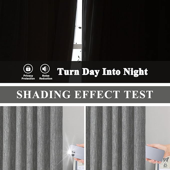 Vision Home Charcoal Grey Full Blackout Curtains Pinch Pleated Room Darkening Window Curtains 63 inch for Living Room Bedroom Thermal Insulated Pinch Pleat Drapes with Hooks Back Tab 2 Panel 40"Wx63"L-Ruum Studio Home