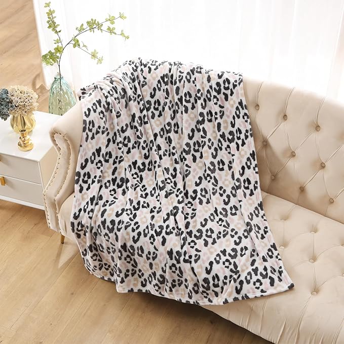 MERRYLIFE Pink Cheetah Throw Blanket Decorative Fleece Throw | Ultra-Plush Colorful | Couch Blanket Travel Lap | Home Gift Use(50" 60",Pink Cheeath)-Ruum Studio Home