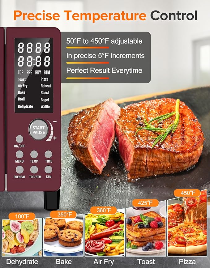 Nuwave Bravo Pro Smart Air Fryer Toaster Oven Combo, 12-in-1 Functions with Quicker & Even Crisp Technology, 1800W, 50-450°F, PFAS-Free, 21QT, Cinnamon-Ruum Studio Home