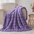 Lotus Karen Faux Fur Throw Blanket Purple - Big Bubble Rabbit Fluff Blanket for Couch Bed Sofa,Softest Fluffy Fuzzy Cozy Blanket,Thick Furry Plush Shaggy Warm Blankets for Women,50x60 Inches-Ruum Studio Home