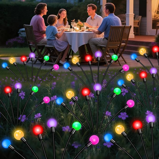 Solar Garden Lights Outdoor Decor, 24 LEDs Solar Firefly Light, Multicolor Changing RGB Swaying Lights Outdoor Waterproof, 4 Pack 6 Heads Christmas Garden Decorative for Yard Patio Pathway Lawn Decor-Ruum Studio Home
