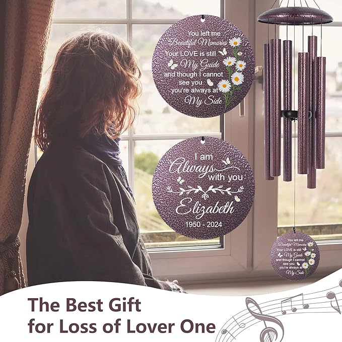 ASTARIN 36" Large Deep Tone Personalized Sympathy Wind Chimes, Memorial Wind Chime for Loss of Mother Father Loved One, Bereavement Gifts Decor Outdoor Patio Garden Graveyard-Ruum Studio Home