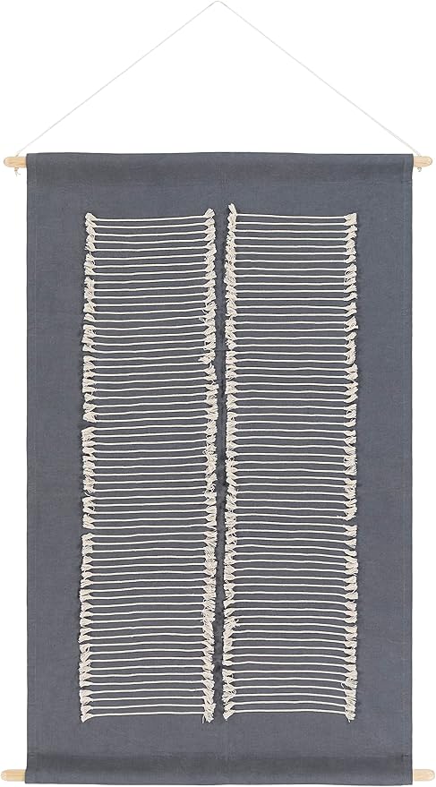 Mark&Day Wall Art, Lassing Modern Farmhouse Charcoal Macrame Tapestry Wall Hanging for Living Room, Bedroom, Office or Kitchen (36"H x 24"W)-Ruum Studio Home