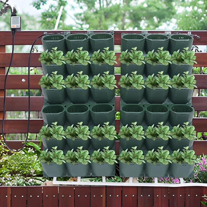 Vertical Wall Planter, Self-Watering Vertical Garden Planter Set with 36 Pots, Stackable Planters Grow Pots with Electronic Timer for Growing Veggies, Fruits, Herbs, Flowers.-Ruum Studio Home