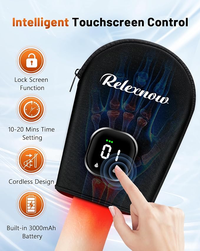 Cordless Red & Infrared Light Therapy for Hand Pain Relief with 660nm Red 850nm Infrared Light, Infrared Light Therapy Glove for Hands Fingers Wrist Joint Stiffness Treatment-Ruum Studio Home
