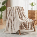 NEWCOSPLAY Faux Fur Throw Blanket Linen Bubble Blanket Thick Warm Soft for Couch Sofa Bed 550GSM (Linen, Throw(50"x60"))-Ruum Studio Home