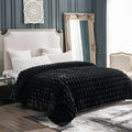 Cozy Bliss Faux Fur Throw Blanket for Couch, Fuzzy Soft Plush Thick Bubble Blanket for Sofa Bedroom Living Room, 108 * 90 Inches Black-Ruum Studio Home