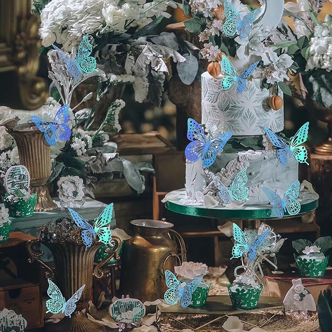 SAOROPEB 3D Butterfly Wall Decor - 48 Pcs, 4 Styles, 3 Sizes - Removable Stickers for Birthday & Party Decorations-Ruum Studio Home
