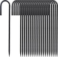 12 Inch Heavy Duty Rebar Stakes, 20-Pack Galvanized Steel J Hook Tent Stakes for Outdoor Decorations, Inflatables, Fencing, Gardening, Gazebo and Swing Set Anchors-Ruum Studio Home