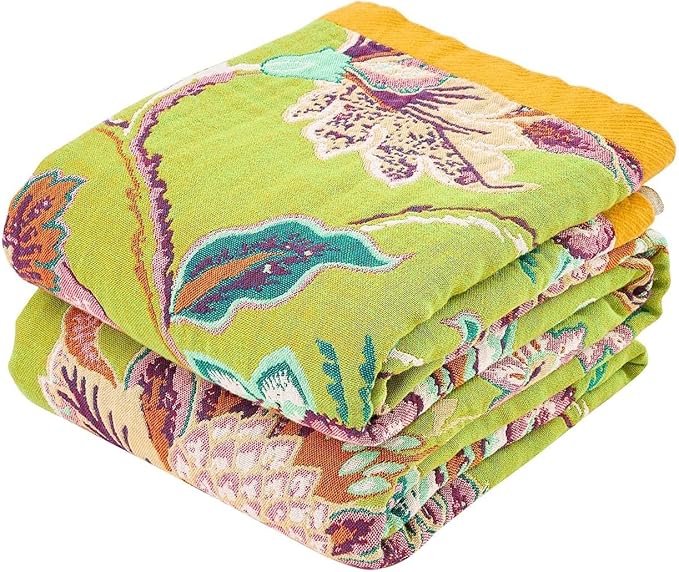 Fall Throw Blanket, 100% Cotton Soft Rustic Boho Throw Blanket for Bed, 90"x98" Farmhouse Decor Bed Flower Blankets, Light Weight Reversible Bohemian Throw Quilt-Ruum Studio Home
