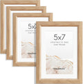 5x7 Picture Frame Set of 4 Natural Solid Oak Photo Frames with 4x6 Removable Mat Wall Hanging Large Handcrafted Frame with HD Plexiglass Wall and Tabletop Display Large Poster Frame-Ruum Studio Home