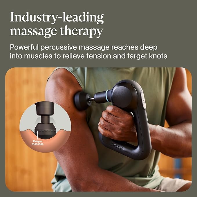 TheraGun Therabody Prime (5th Generation) - Deep Tissue Percussion Therapy Massage Gun - Bluetooth Enabled, Personal Massager for Pain Relief in Neck, Back, Leg, Shoulder and Body (Black)-Ruum Studio Home