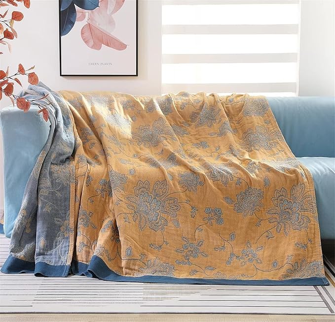 MSGKV Boho Throw Blanket Summer Blanket 100% Cotton Boho Couch Cover,Versatile Knit Woven Blankets,Super Soft Warm & Decorative Blanket for Chair Bed Sofa and Living Room,60''Wx 80''L-Ruum Studio Home