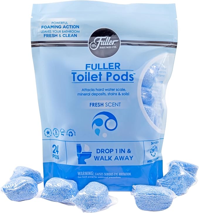 Fuller Brush Toilet Bowl Cleaner Pods - Water Soluble Tablet Cleansers, Cleans Descales & Refreshes Bathroom Toilets Removes Odors Soils & Stains Light Fresh Scent Ideal for Homes & Businesses 1-Pack-Ruum Studio Home