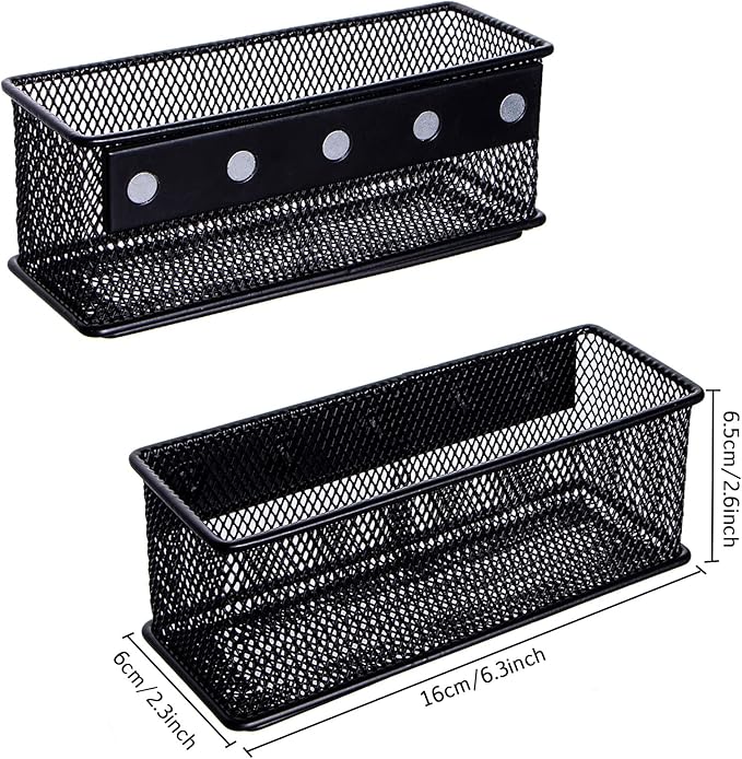 dedoot Magnetic Pencil Holder, Black Mesh Pen Organizer Strong Magnetic Storage Basket Organizes Pens, Pencils, Markers for Whiteboard, Locker, Fridge, Cubicle Desk, Offices 6.3x2.3x2.6inch-Ruum Studio Home